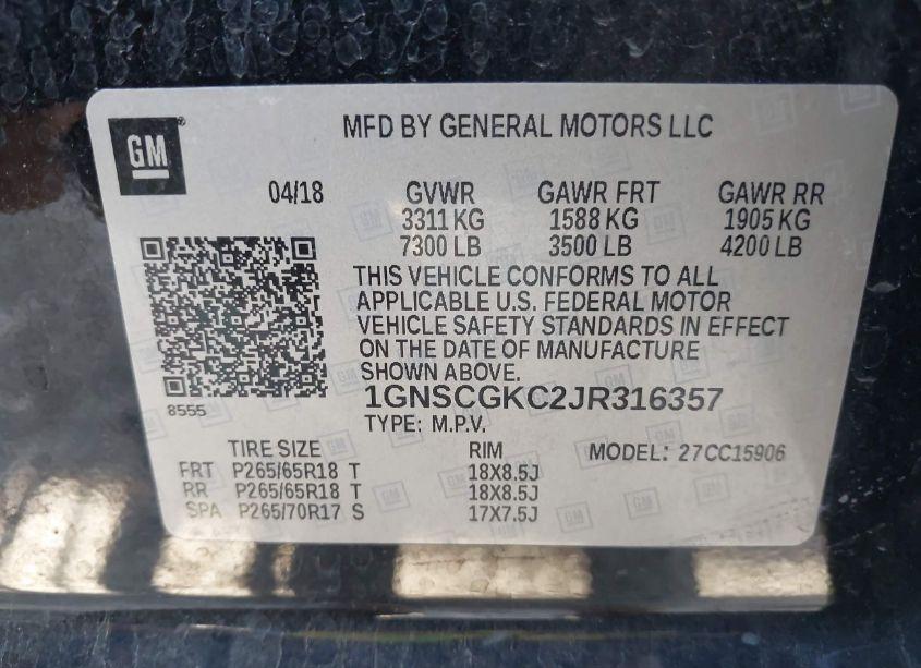 Photo 9 of 2018 Chevrolet Suburban LS (VIN 1GNSCGKC2JR316357)