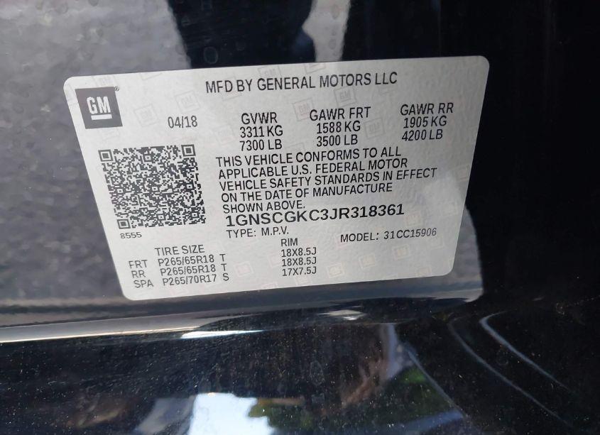 Photo 9 of 2018 Chevrolet Suburban LS (VIN 1GNSCGKC3JR318361)