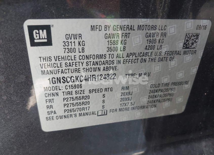 Photo 9 of 2017 Chevrolet Suburban LS (VIN 1GNSCGKC4HR124822)