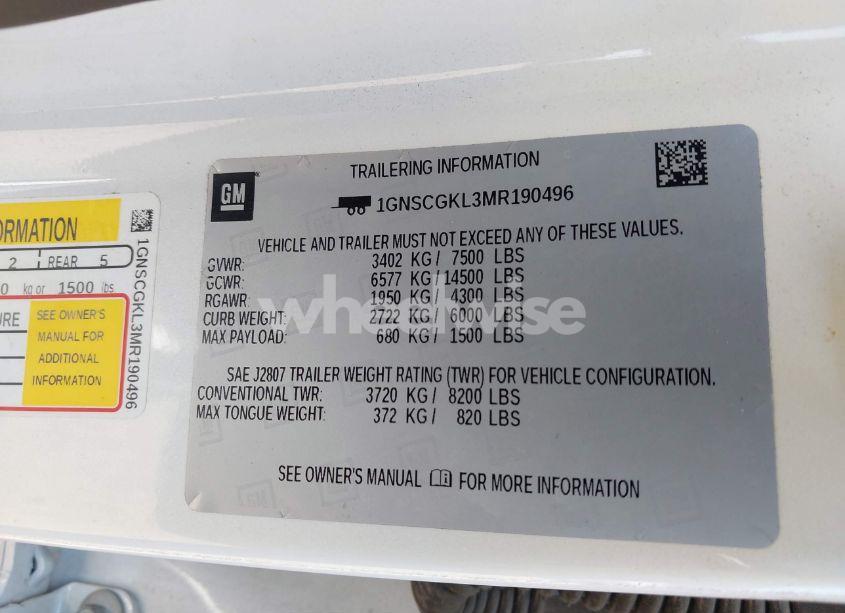 Photo 9 of 2021 Chevrolet Suburban 2WD HIGH COUNTRY (VIN 1GNSCGKL3MR190496)