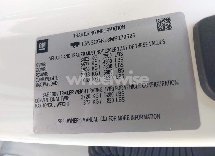 Photo 9 of 2021 Chevrolet Suburban 2WD HIGH COUNTRY (VIN 1GNSCGKL8MR179526)