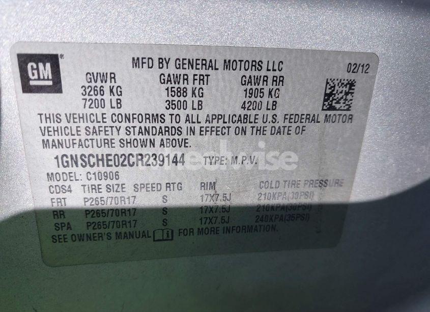 Photo 9 of 2012 Chevrolet Suburban 1500 LS (VIN 1GNSCHE02CR239144)