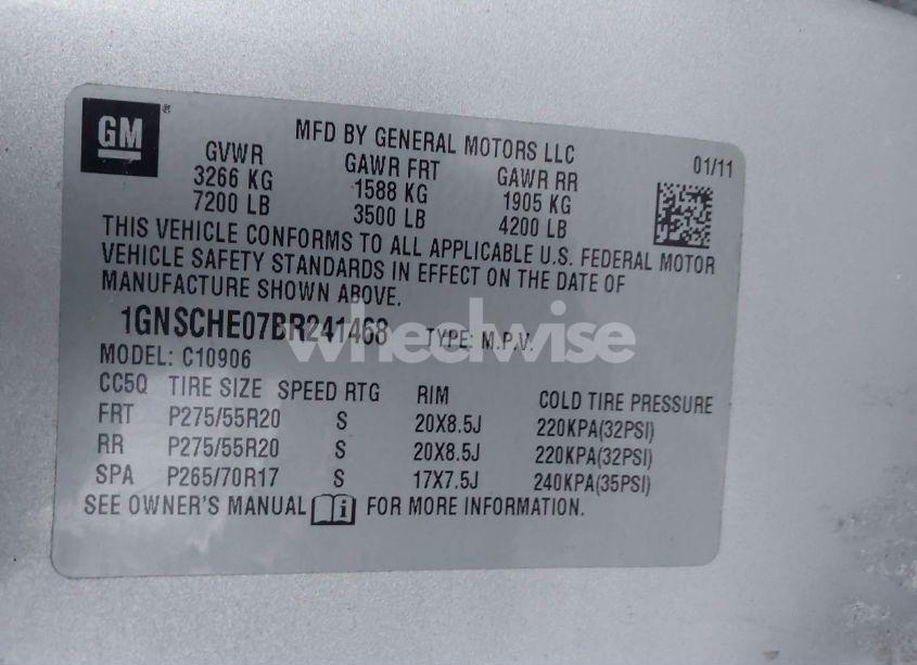 Photo 9 of 2011 Chevrolet Suburban 1500 LS (VIN 1GNSCHE07BR241468)