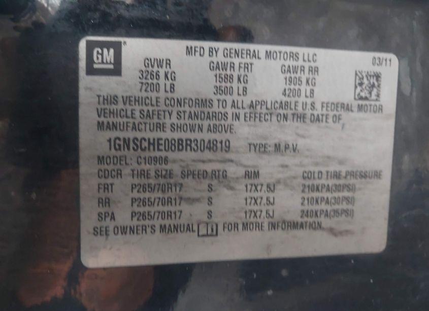 Photo 9 of 2011 Chevrolet Suburban 1500 LS (VIN 1GNSCHE08BR304819)