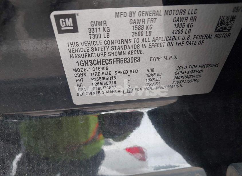 Photo 9 of 2015 Chevrolet Suburban 1500 LS (VIN 1GNSCHEC5FR683083)