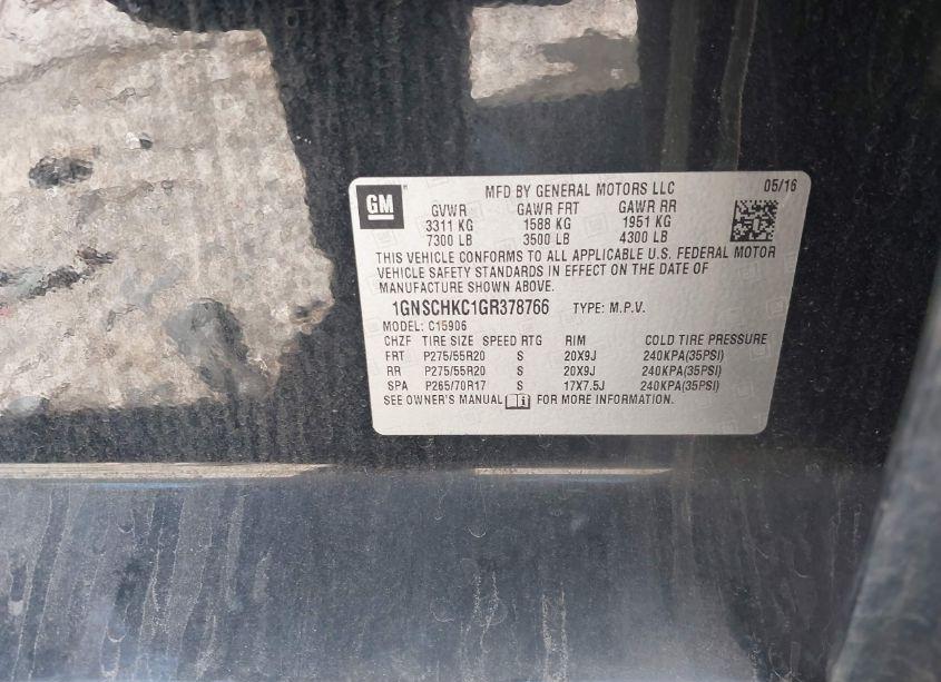 Photo 9 of 2016 Chevrolet Suburban LT (VIN 1GNSCHKC1GR378766)