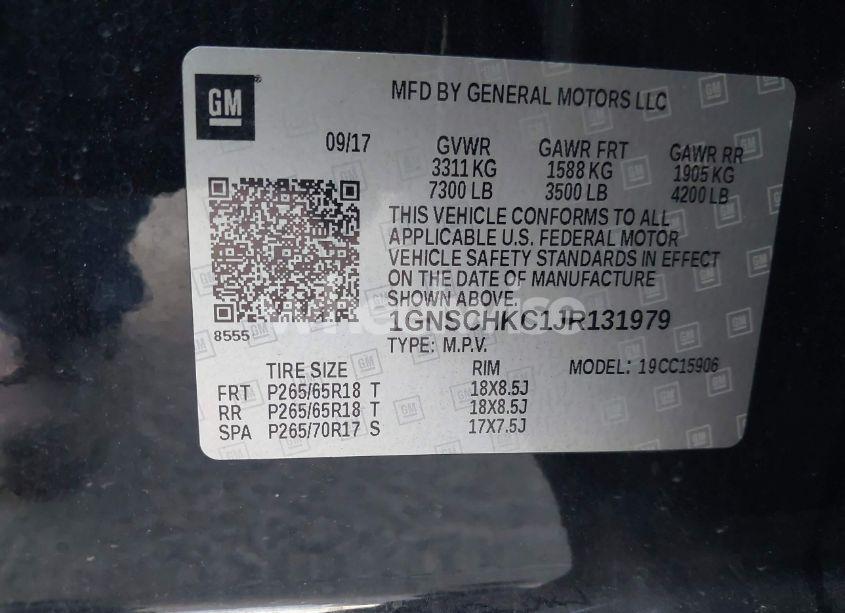 Photo 9 of 2018 Chevrolet Suburban LT (VIN 1GNSCHKC1JR131979)