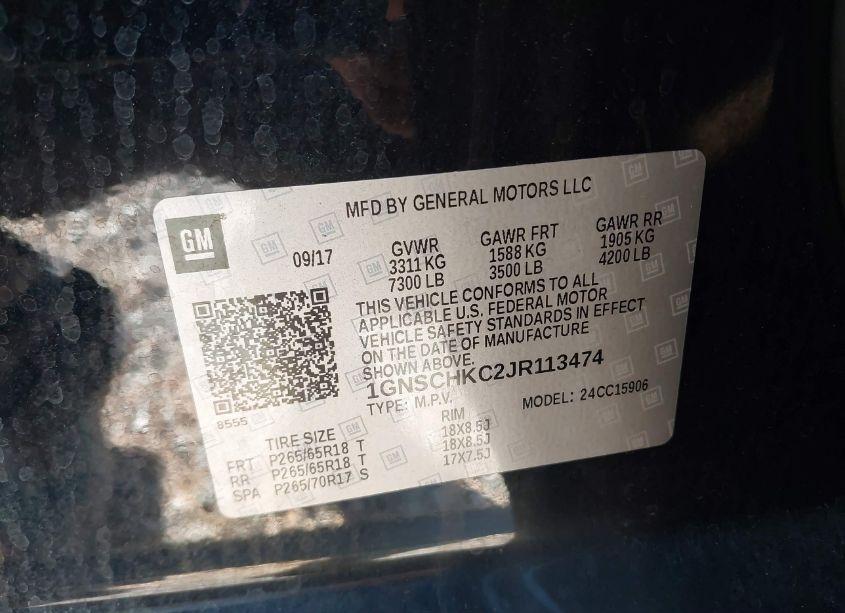 Photo 9 of 2018 Chevrolet Suburban LT (VIN 1GNSCHKC2JR113474)