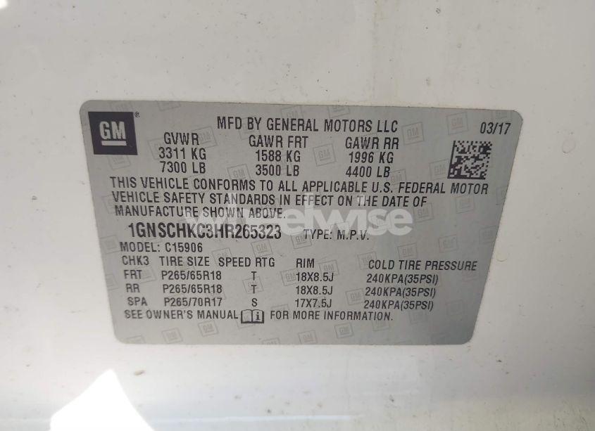 Photo 9 of 2017 Chevrolet Suburban LT (VIN 1GNSCHKC3HR265323)