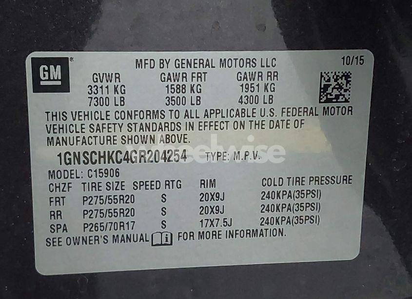 Photo 9 of 2016 Chevrolet Suburban LT (VIN 1GNSCHKC4GR204254)