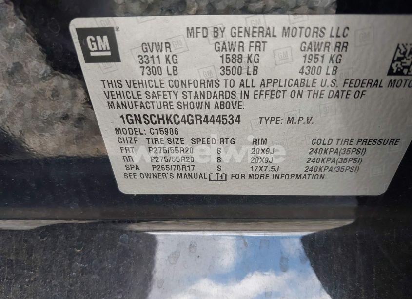 Photo 9 of 2016 Chevrolet Suburban LT (VIN 1GNSCHKC4GR444534)