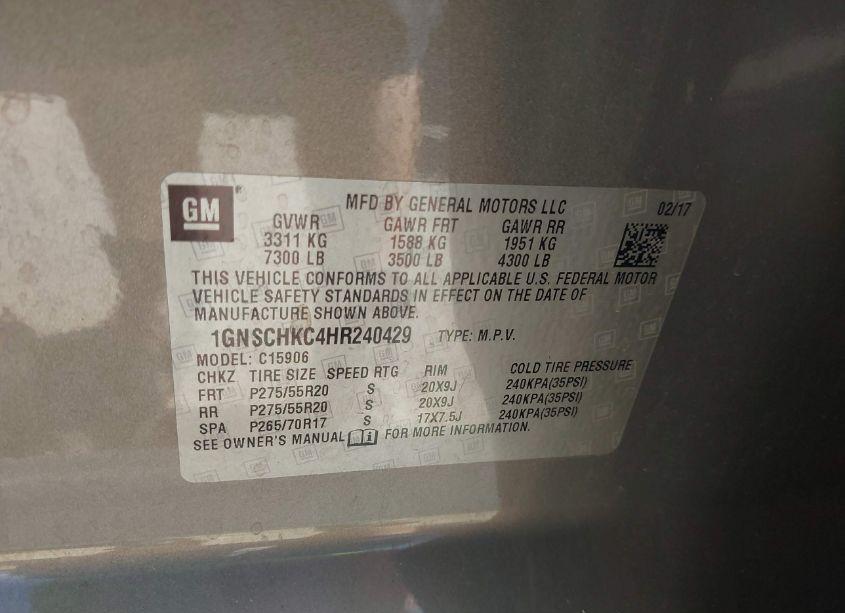 Photo 9 of 2017 Chevrolet Suburban LT (VIN 1GNSCHKC4HR240429)