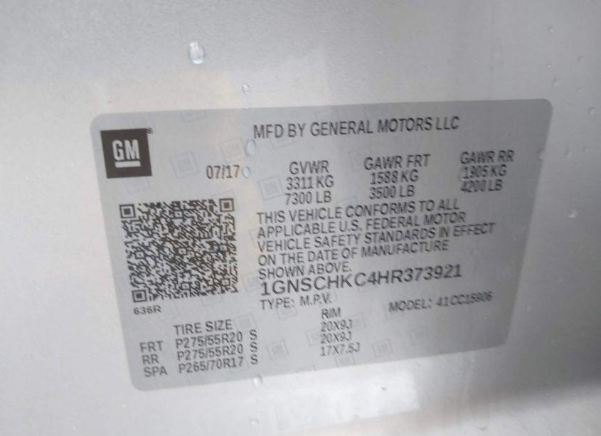 Photo 9 of 2017 Chevrolet Suburban LT (VIN 1GNSCHKC4HR373921)