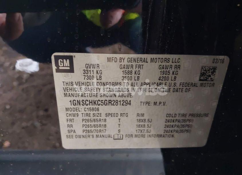 Photo 9 of 2016 Chevrolet Suburban LT (VIN 1GNSCHKC5GR281294)