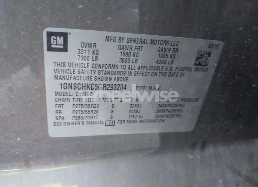 Photo 9 of 2016 Chevrolet Suburban LT (VIN 1GNSCHKC5GR293204)