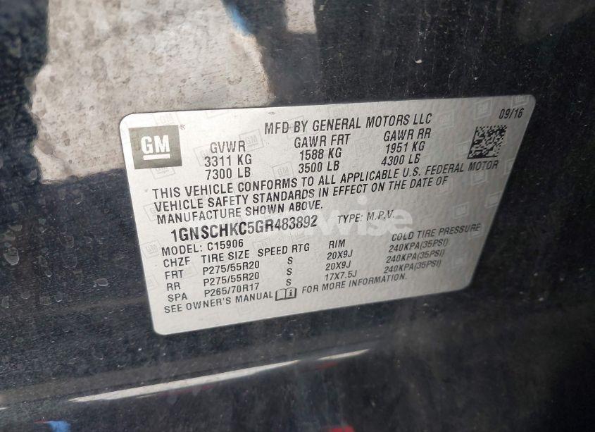 Photo 9 of 2016 Chevrolet Suburban LT (VIN 1GNSCHKC5GR483892)