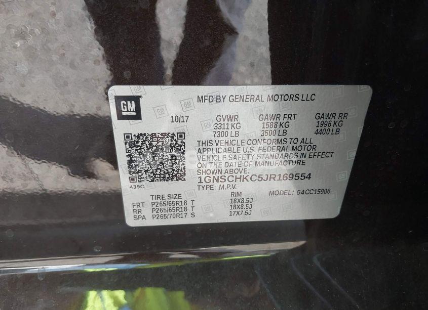 Photo 9 of 2018 Chevrolet Suburban LT (VIN 1GNSCHKC5JR169554)