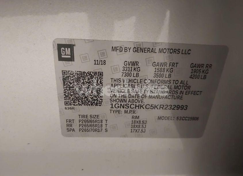 Photo 9 of 2019 Chevrolet Suburban LT (VIN 1GNSCHKC5KR232993)