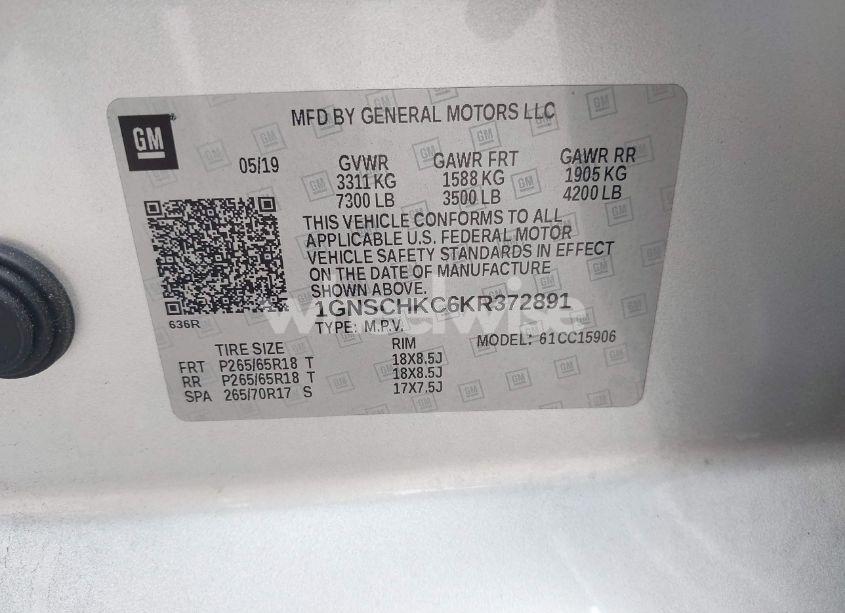 Photo 9 of 2019 Chevrolet Suburban LT (VIN 1GNSCHKC6KR372891)