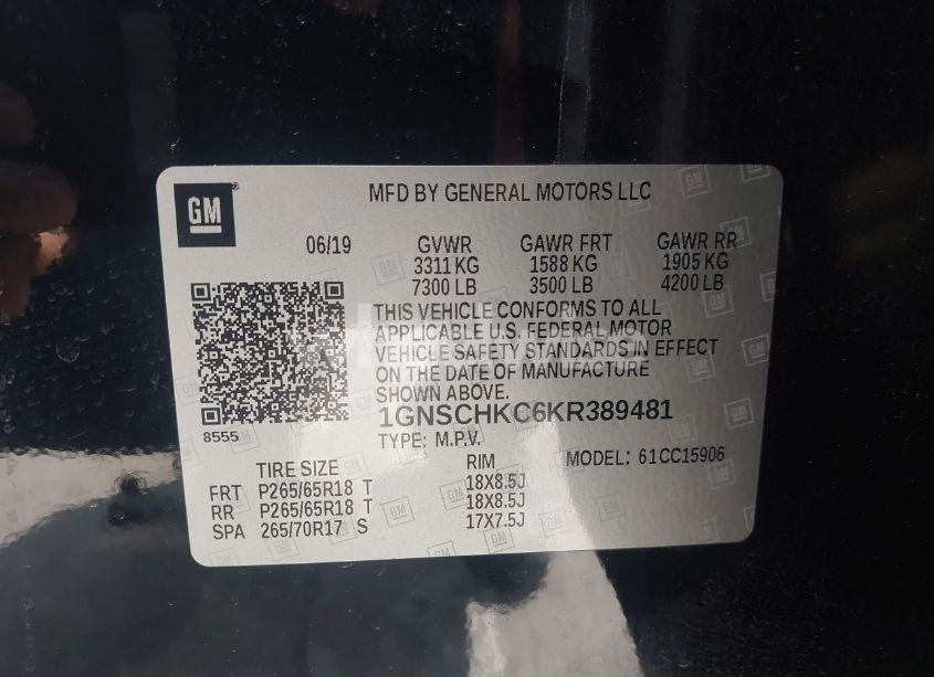 Photo 9 of 2019 Chevrolet Suburban LT (VIN 1GNSCHKC6KR389481)