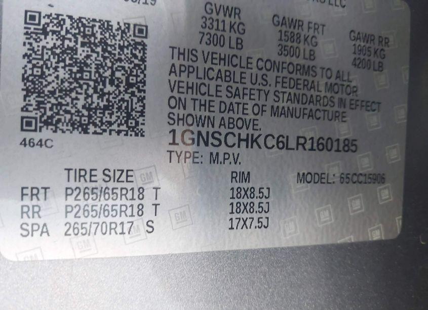 Photo 9 of 2020 Chevrolet Suburban 2WD LT (VIN 1GNSCHKC6LR160185)