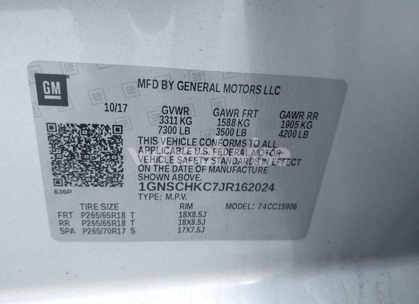 Photo 9 of 2018 Chevrolet Suburban LT (VIN 1GNSCHKC7JR162024)