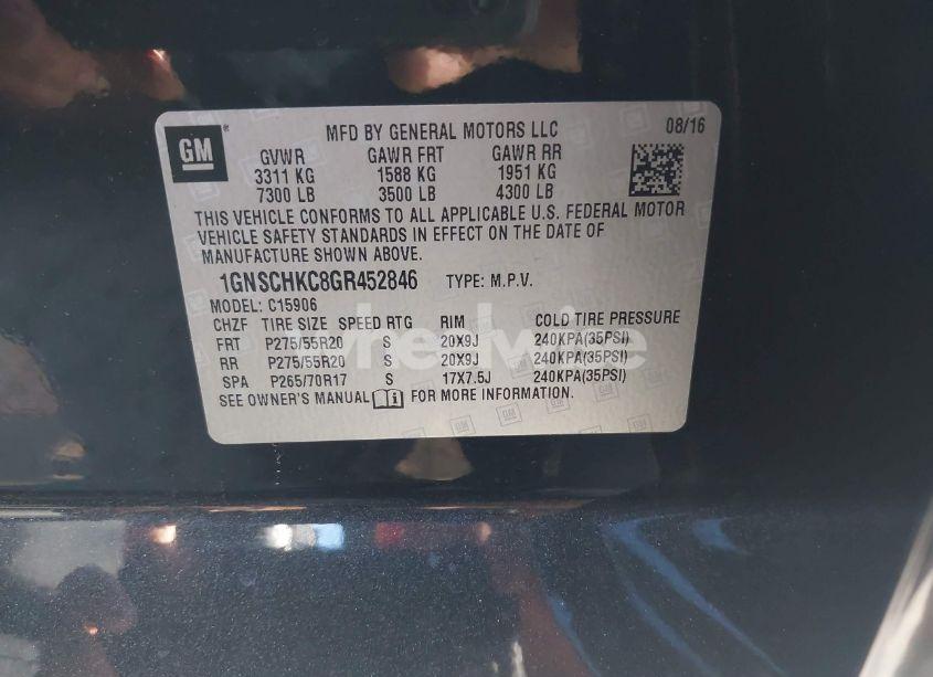 Photo 9 of 2016 Chevrolet Suburban LT (VIN 1GNSCHKC8GR452846)