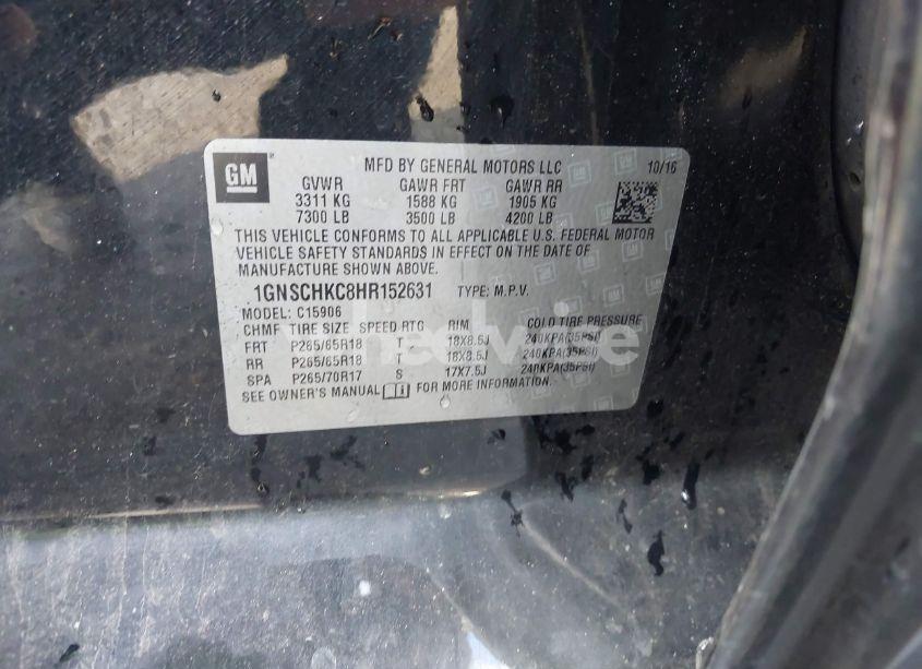 Photo 9 of 2017 Chevrolet Suburban LT (VIN 1GNSCHKC8HR152631)