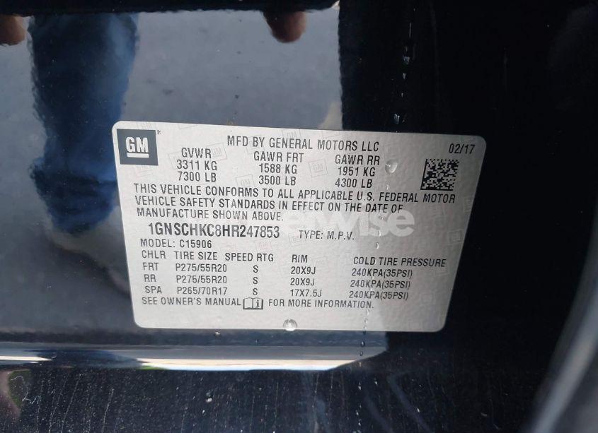 Photo 9 of 2017 Chevrolet Suburban LT (VIN 1GNSCHKC8HR247853)