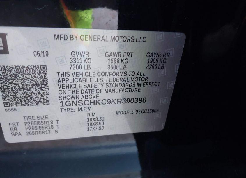 Photo 9 of 2019 Chevrolet Suburban LT (VIN 1GNSCHKC9KR390396)