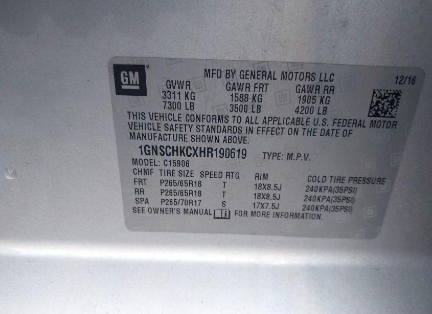 Photo 9 of 2017 Chevrolet Suburban LT (VIN 1GNSCHKCXHR190619)