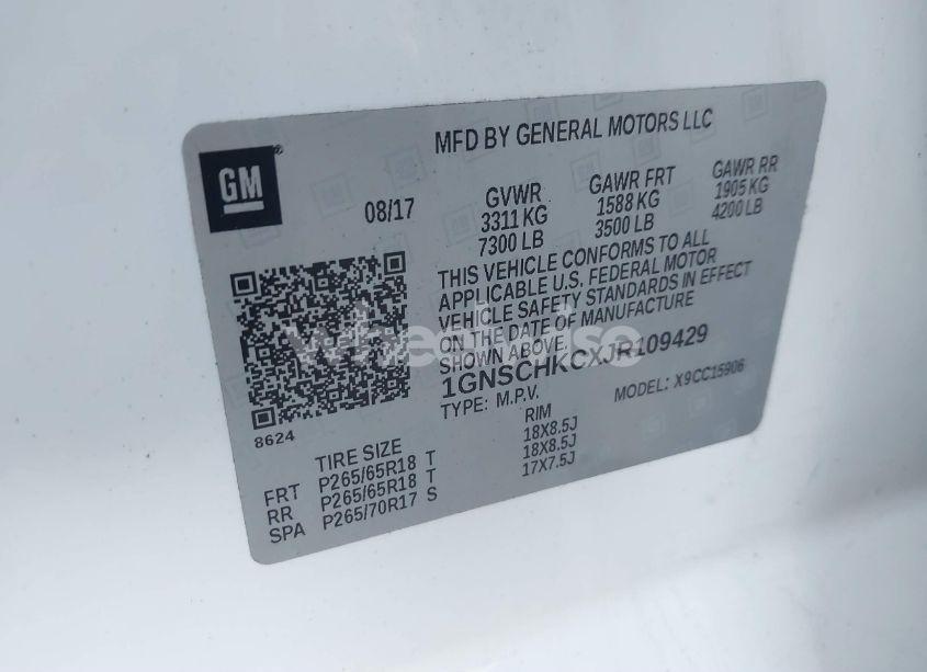 Photo 9 of 2018 Chevrolet Suburban LT (VIN 1GNSCHKCXJR109429)