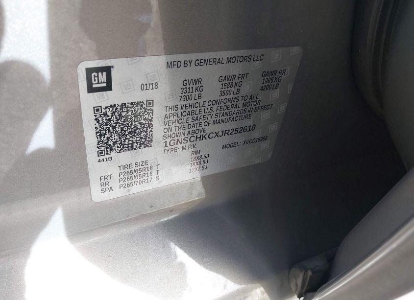 Photo 9 of 2018 Chevrolet Suburban LT (VIN 1GNSCHKCXJR252610)