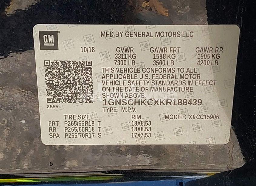 Photo 9 of 2019 Chevrolet Suburban LT (VIN 1GNSCHKCXKR188439)