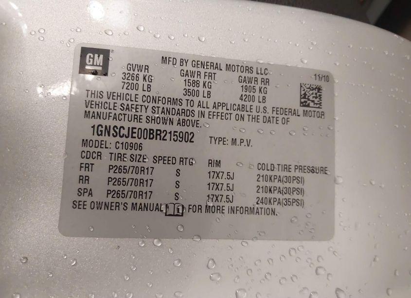 Photo 9 of 2011 Chevrolet Suburban 1500 LT1 (VIN 1GNSCJE00BR215902)