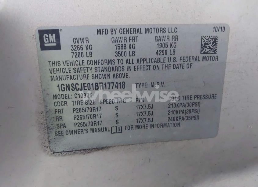 Photo 9 of 2011 Chevrolet Suburban 1500 LT1 (VIN 1GNSCJE01BR177418)