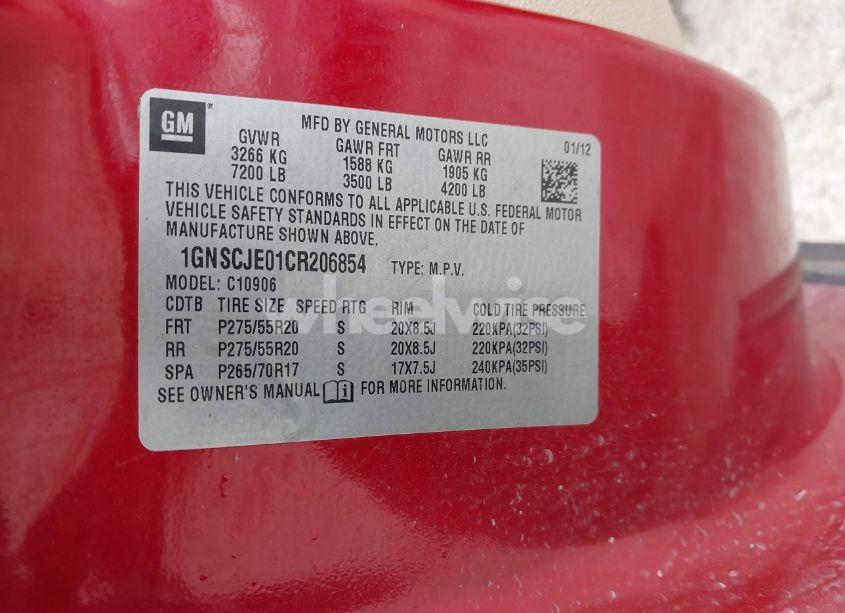 Photo 9 of 2012 Chevrolet Suburban 1500 LT (VIN 1GNSCJE01CR206854)