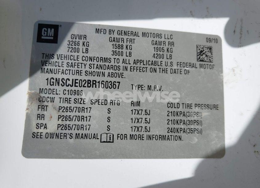 Photo 9 of 2011 Chevrolet Suburban 1500 LT1 (VIN 1GNSCJE02BR160367)