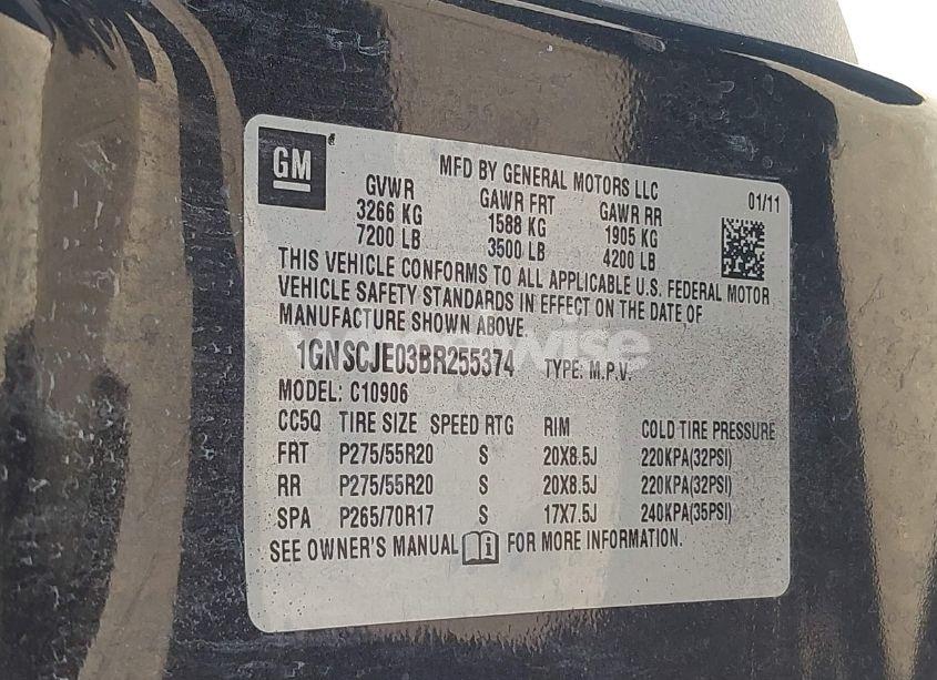 Photo 9 of 2011 Chevrolet Suburban 1500 LT1 (VIN 1GNSCJE03BR255374)