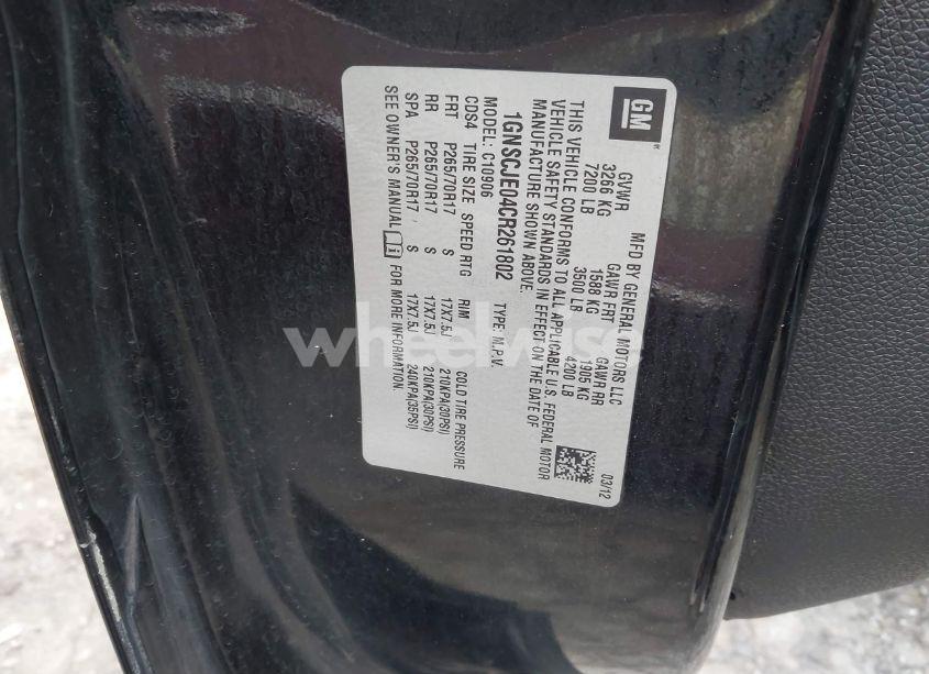 Photo 9 of 2012 Chevrolet Suburban 1500 LT (VIN 1GNSCJE04CR261802)