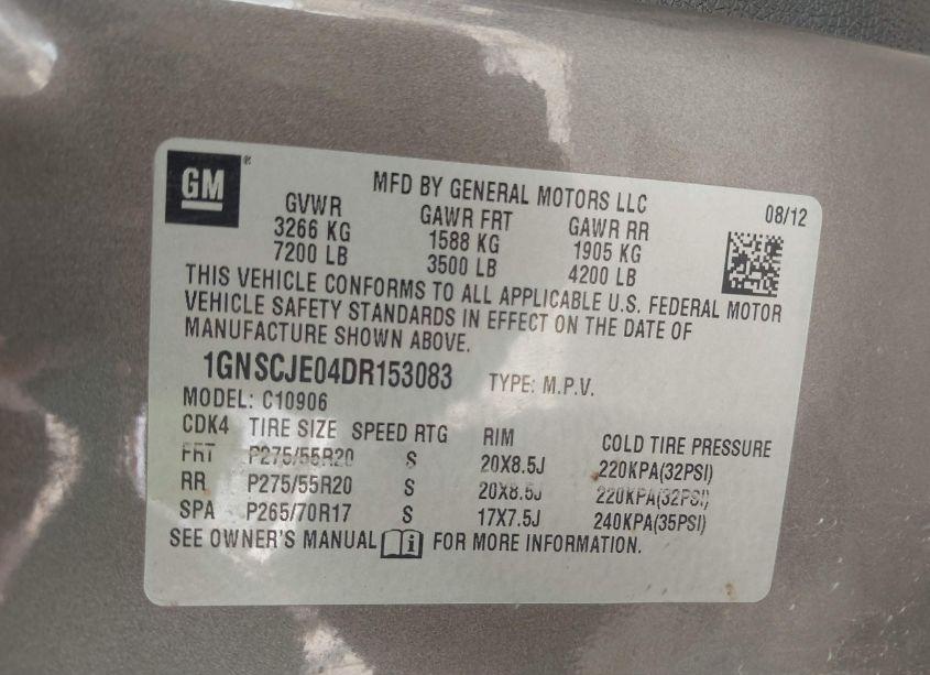 Photo 9 of 2013 Chevrolet Suburban 1500 LT (VIN 1GNSCJE04DR153083)