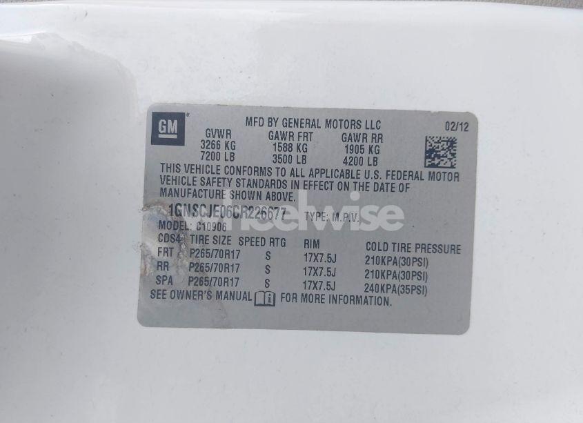 Photo 9 of 2012 Chevrolet Suburban 1500 LT (VIN 1GNSCJE06CR226677)