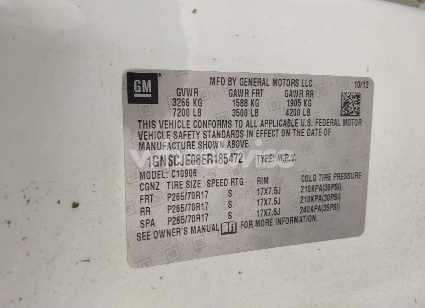 Photo 9 of 2014 Chevrolet Suburban 1500 LT (VIN 1GNSCJE08ER185472)