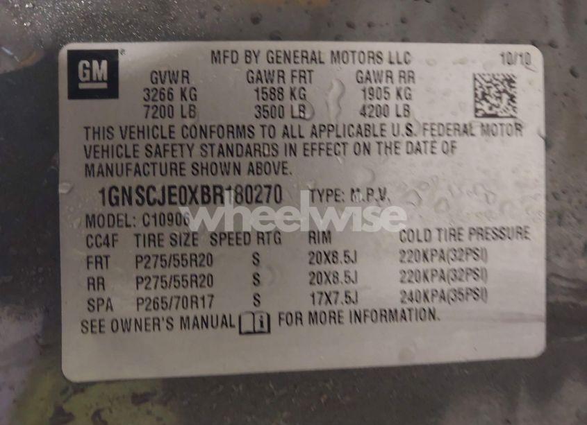 Photo 9 of 2011 Chevrolet Suburban 1500 LT1 (VIN 1GNSCJE0XBR180270)