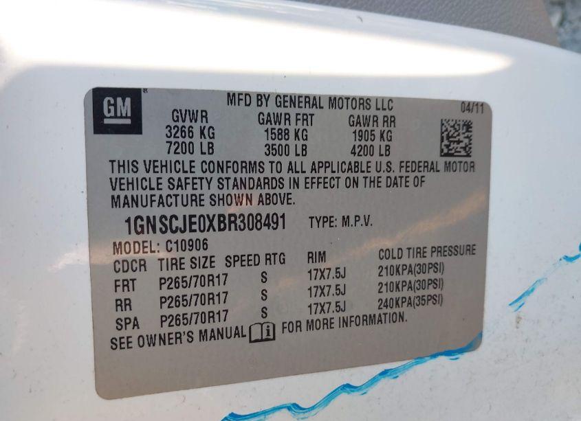 Photo 9 of 2011 Chevrolet Suburban 1500 LT1 (VIN 1GNSCJE0XBR308491)