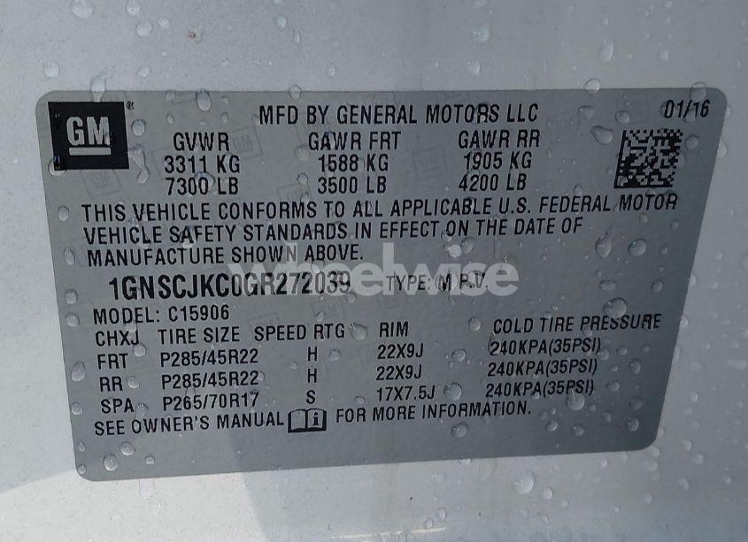 Photo 9 of 2016 Chevrolet Suburban LTZ (VIN 1GNSCJKC0GR272039)