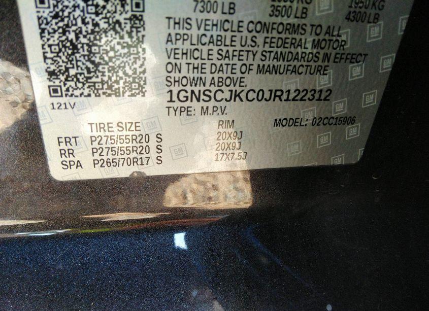 Photo 9 of 2018 Chevrolet Suburban PREMIER (VIN 1GNSCJKC0JR122312)