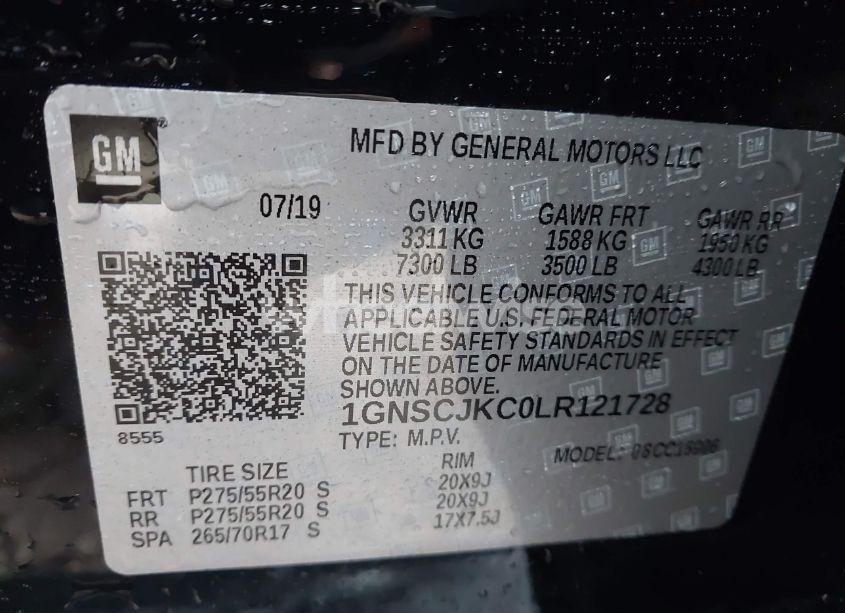 Photo 9 of 2020 Chevrolet Suburban 2WD PREMIER (VIN 1GNSCJKC0LR121728)