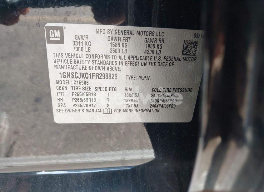 Photo 9 of 2015 Chevrolet Suburban 1500 LT (VIN 1GNSCJKC1FR298826)