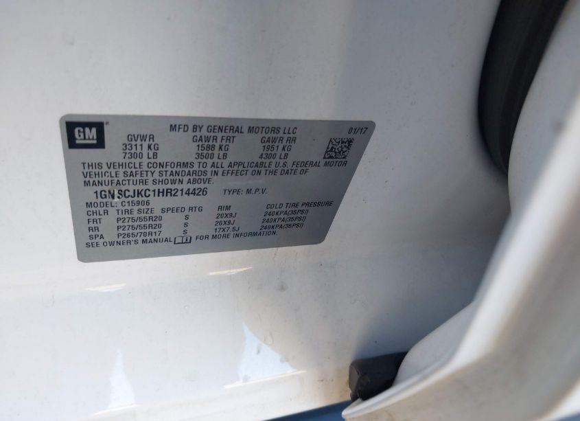 Photo 9 of 2017 Chevrolet Suburban PREMIER (VIN 1GNSCJKC1HR214426)